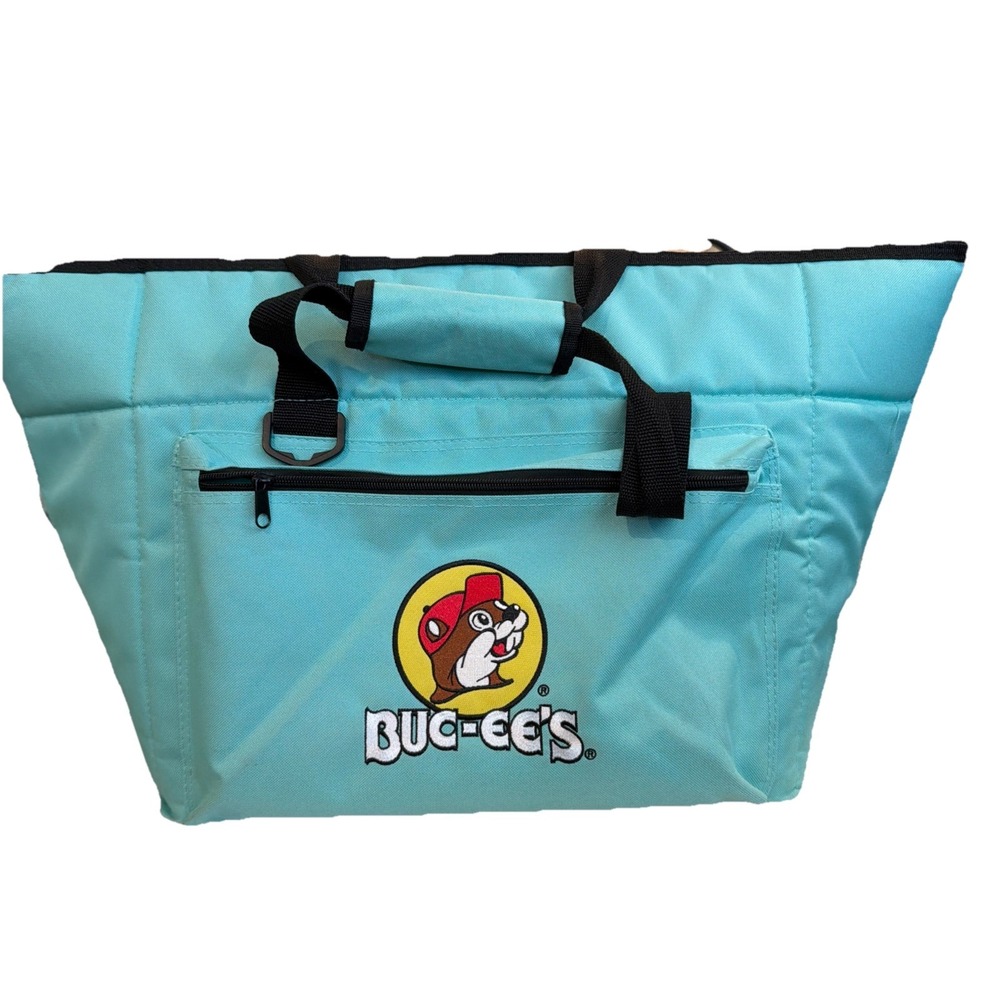 Vtg Buc-ee's 24 Can‎ Soft Side Cooler Bag Mint Green 24" X 15" No Shoulder Strap
